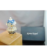 HTF Keren Kopal 2011 Blue Wind Up Horse Carousel Faberge Egg Music Box NIB - $4,724.03 MXN