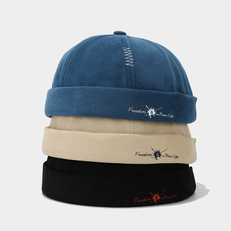 Primary image for Vintage Embroidered Docker Cap,Retro Brimless Beanie Docker Cap,Harbour Hats