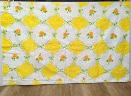 Lady Pepperell vintage standard pillowcase yellow white dots orange rose... - $10.29
