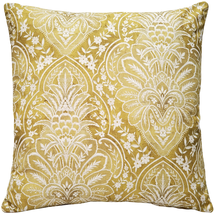 Leone Damask Dijon Yellow Throw Pillow 21x21, Complete with Pillow Insert - £50.47 GBP
