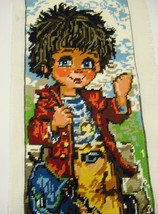 Traveller Hitchhiker Vtg Margot De Paris Needlepoint Embroidery Art 7x18&quot; - £34.54 GBP