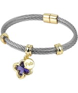 Luxury Packaging Premier Birthstones Beautiful Twisted Cable Bangles (Feb) - £12.92 GBP