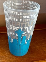 White Gray &amp; Blue SEATTLE Travel Frosted Water or Beer Glass – 5.75 inch... - $11.29