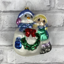 Precious Moments Snowman With Girl 5&quot; Christmas Glass Ornament #712018  - £8.03 GBP