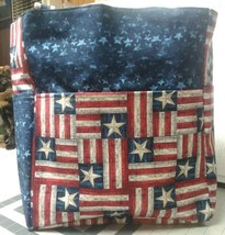 Patriotic Stars Flag America God Bless Large Purse/Project Bag Handmade ... - £37.02 GBP