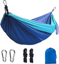 Camping Hammock, Portable Hammock With Tree Straps, Single &amp; Double, Blue - £28.18 GBP