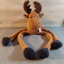 Vintage Figi Crazy Legs Reindeer Plush Christmas Red Plaid Scarf 20&quot; - £18.52 GBP