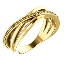 Authenticity Guarantee 
14k Yellow Gold Beaded Criss Cross Ring - £511.15 GBP+