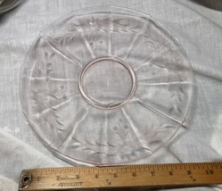 Vintage Round Etched Pink Glass Serving Tray/Platter ~10 ½” in Diameter - £15.63 GBP