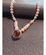Sterling Silver, Amber and Freshwater Pearl Necklace - $201.17 CAD