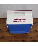 Vintage MiniMate By Igloo White Blue Purple Push Button Cooler Lunch Box - £14.77 GBP