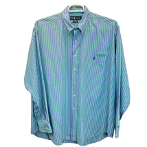 Ralph Lauren Blaire Button Down Shirt Blue Green XL Striped Long Sleeve Pony  - £21.11 GBP