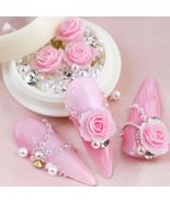 Valentine&#39;s Day Pink Flower 3D Nail Art Charms Pearls Rhinestones 1 Box - €8,17 EUR