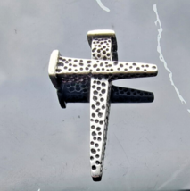 925 Sterling Silver Hammered Nail Cross Pendant - $45.82