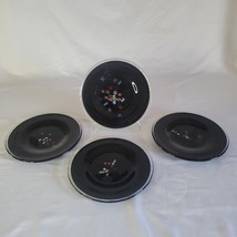 Crate &amp; Barrel Black Carnivalle Millefiori Fused Glass 8&quot; Dessert Plate Set of 4 - £38.67 GBP