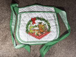 Vintage Franco Quilted Christmas Holiday Apron Wreath Cloth Fabric - €6,86 EUR