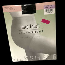 Vintage SEARS Nice Touch Lycra Sheer Control Top Pantyhose Off Black Size E - $11.99