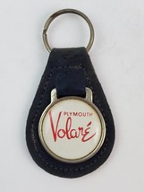 Vintage Plymouth Volare Keychain Faded blue leather FOB metal coin back - $10.29