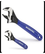 WORKPRO 2PCS Adjustable Wrench Set 6-Inch&amp;10-Inch Metric&amp;SAE Scales Carb... - £10.96 GBP