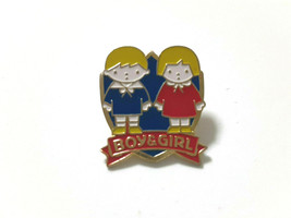 Boy＆Girl Pin Badge Old SANRIO Character Vintage Retro Super Rare - £17.16 GBP