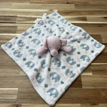 Blankets &amp; Beyond Pink Gray Elephant Lovey Security Blanket 14.5x14 - $16.14