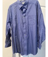 LL Bean Size L 17/33 Long Sleeve Button Down Shirt Navy/ Gray Checker - £9.62 GBP