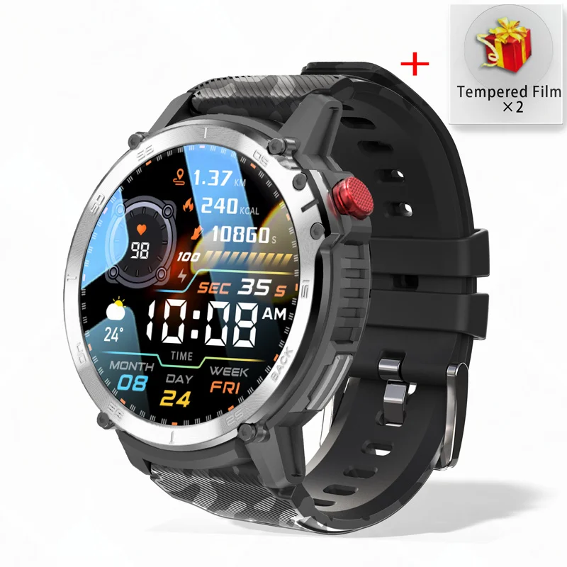 C22 Rugged Smart Watch Men 3atm Waterproof Sport Watches 1.6&#39;&#39; Blood Pre... - $71.35