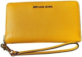 Michael Kors Jet Set Travel Phone Case Wallet Wristlet Marigold Leather $198 FS - £51.85 GBP