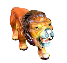 Roaring LION FIGURE MCM Ceramic Jungle Animal Mascot Zoo Hand-painted Vi... - £9.82 GBP