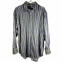 Robert Graham Mens Long Sleeve Button Down Blue Green Stripe Beachchair ... - $1,084.65 MXN