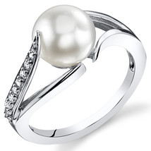 Sterling Silver 8.0mm Freshwater White Pearl Ring - £66.44 GBP+