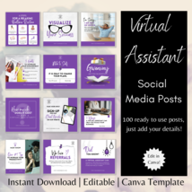 100 Virtual Assistant Social Media Posts, 100 Social Media Posts in purple - £9.44 GBP