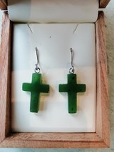 Handmade New zealand design Naphrite Jade cross earrings 21 mm - £36.97 GBP