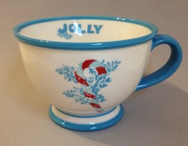 Cup Starbucks Coffee Mug Jolly Holiday 2007 Candy Cane Ceramic Collectible Blue - £15.93 GBP