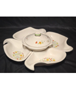Vintage MCM Chip And Dip Relish Lazy Susan Style CALIFORNIA POTTERY 6 Pi... - $39.58