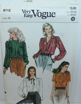 Vogue Sewing Pattern 8112 Misses Blouse Size 8 Vintage - £4.96 GBP