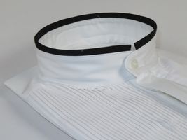 Mens CEREMONIA Tuxedo Formal Shirt 100% Cotton Banded Slim Fit #stn 33 HD White image 5