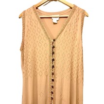 Soft Surroundings Embroidered Maxi Dress Sleeveless M Brown Sugar Button Front - £27.78 GBP