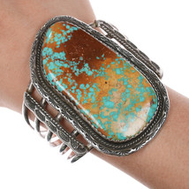 6.5&quot; High Grade Hachita Turquoise Navajo sterling cuff bracelet - $1,044.70