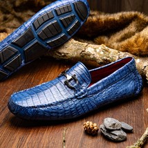 Parma Genuine Caiman Belly Slip On Loafers Blue Jeans image 6