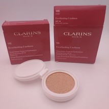 LOT OF 2 Clarins Everlasting Cushion Foundation Refill 105 NUDE SPF 50 Sealed - £14.02 GBP