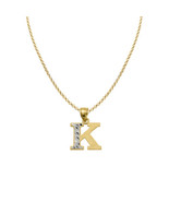 Genuine 14k Two-tone Gold 0.59&quot; Diamond-cut Initial Letter K Necklace 16... - $400.96 CAD+