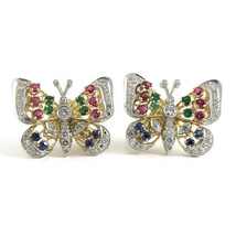 Authenticity Guarantee 
Vintage 1950&#39;s Diamond Multicolored Butterfly Ea... - £3,112.91 GBP
