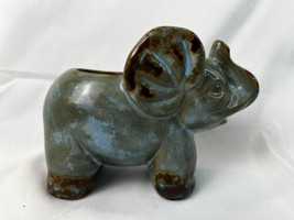 Elephant Trunk Up Votive Succulent Holder Stoneware Blue Glazed GC Fragrance - £3.86 GBP