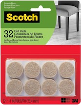 Scotch SP802-NA,3M Company,32 Count, 1&quot;, Beige, Round Felt Pads, Preserve - 1 PK - £8.91 GBP