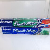 Vintage Reynolds Plastic Wrap Green set 2 boxes/rolls cling film ez slid... - $20.00