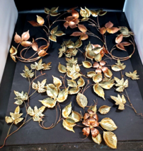 11 Vintage Brass Gold Leaves Flowers Metal Wall Art Decor Awesome Condition!! - £79.37 GBP