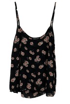 about a girl Los Angeles Tank Top Spaghetti Straps Black Orange Daisies Floral S - £6.97 GBP