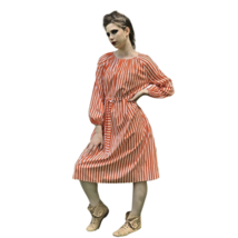 VTG 1970s Vuokko Finland Orange Stripe Cotton Dress Peasant Style w Belt... - $341.55