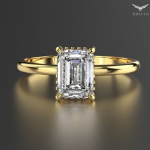 1.50 Ct Emerald Cut Solitaire VS1/E 14K Gold Lab Grown Diamond Ring With Box - £834.34 GBP